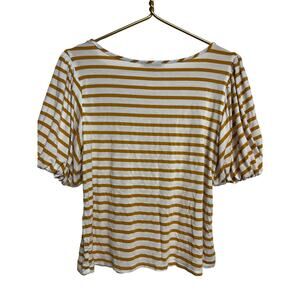 Green Envelope Size S striped orange yellow white background t-shirt